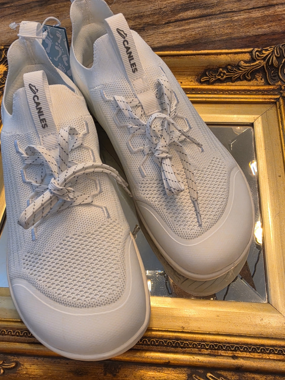 Women’s Or Men's White Knit Canles Athletic Sneakers
